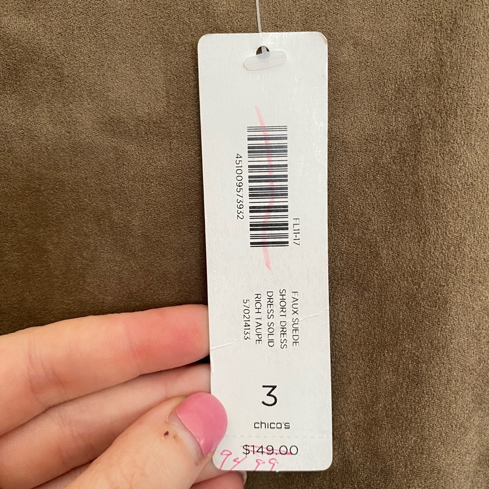 NWT Chico’s Faux Suede Dress - Picture 4 of 4